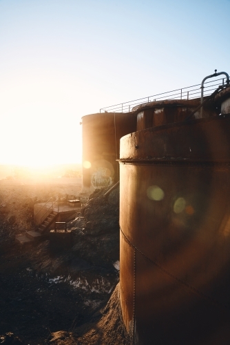 Mining infrastructure in Broken Hill at sunrise