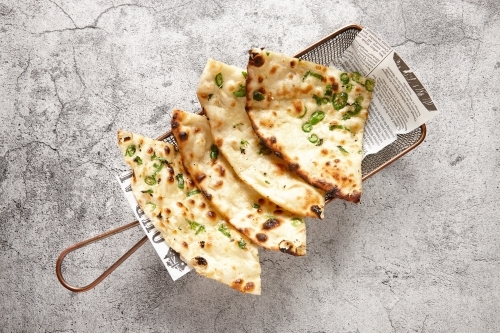Mint naan dish on table