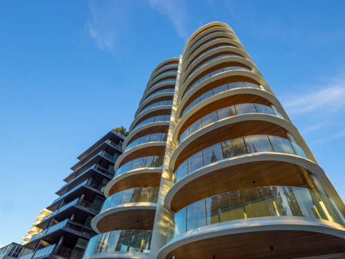 Modern Apartment Block at Rainbow Beach on the Gold Coast - Australian Stock Image