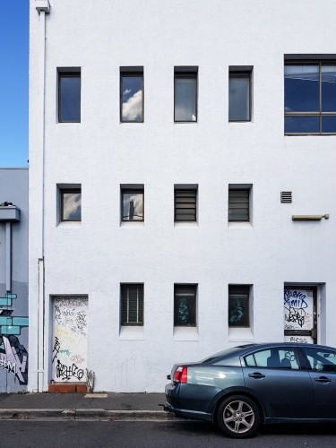 Modular Windows in Plain Building Facade - Australian Stock Image