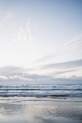 moody grey sunrise at Yamba - Australian Stock Image
