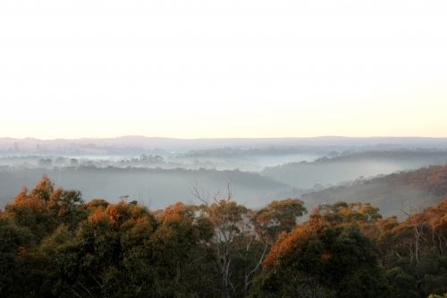 Morning cloud over hills - Australian Stock Image