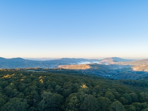 Morning light touching hilltops in the Hunter Valley - Australian Stock Image
