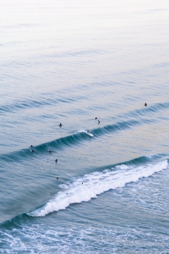 Morning surf at redhead beach from above