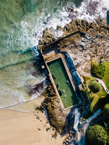 Morning swim in the ocean pool at Yamba - Australian Stock Image