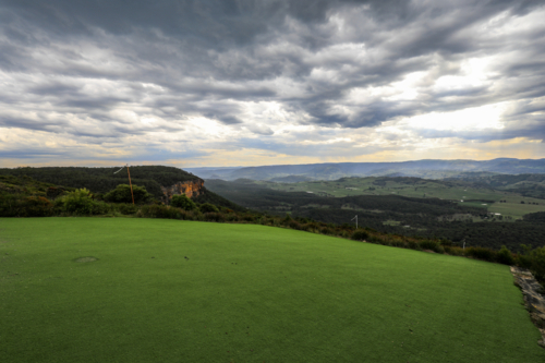 Mount Blackheath hang gliding lookout in the Blue Mountains overlooking Grose Valley - Australian Stock Image