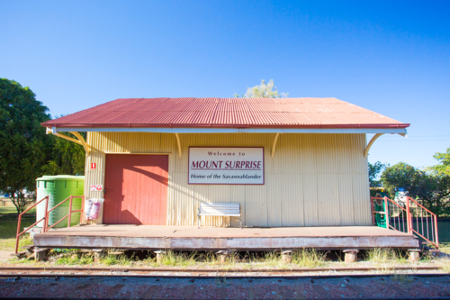 Mount Surprise railway station which hosts the Savannahlander - Australian Stock Image