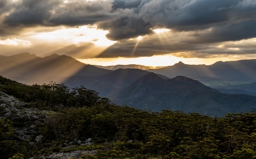 mountain landscape at sunset - Australian Stock Image
