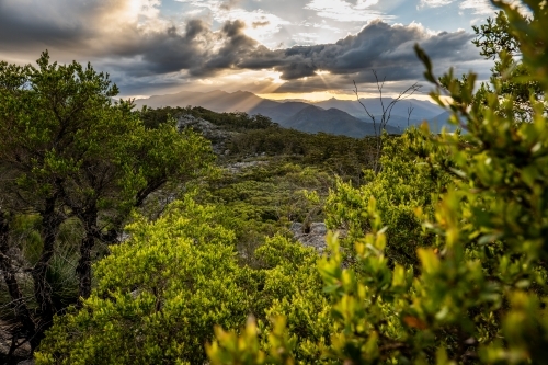 mountain landscape at sunset - Australian Stock Image
