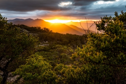 mountain landscape at sunset - Australian Stock Image