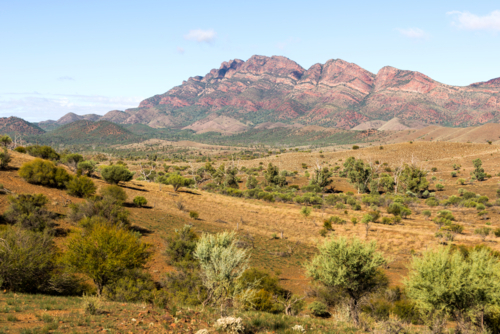 Mountains and arid landscape in the Flinders Ranges, South Australia - Australian Stock Image