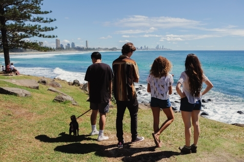 Multicultural teenagers hang out near the beach - Australian Stock Image
