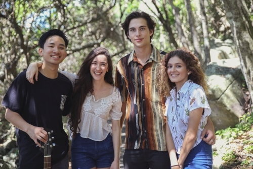 multiculture teenagers hanging out - Australian Stock Image