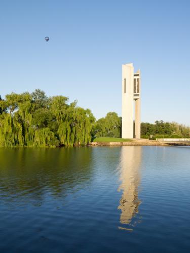 National Carillon tower beside Lake Burley Griffin - Australian Stock Image