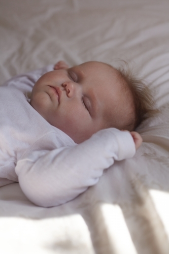 Newborn baby sleeping - Australian Stock Image