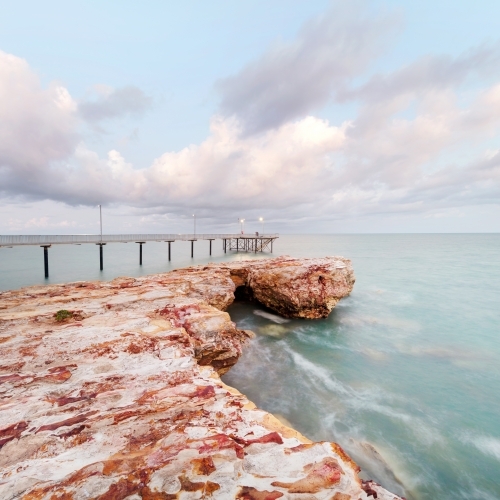 Nightcliff Jetty in sunrise pastel colour - Australian Stock Image