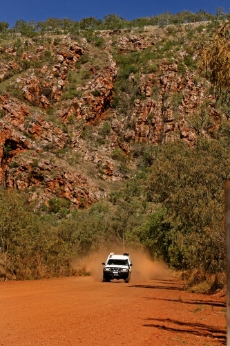 Nissan Patrol drives down the Gibb River Road - Australian Stock Image
