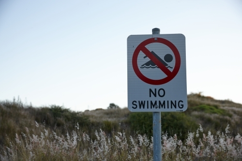 No swimming sign - Australian Stock Image
