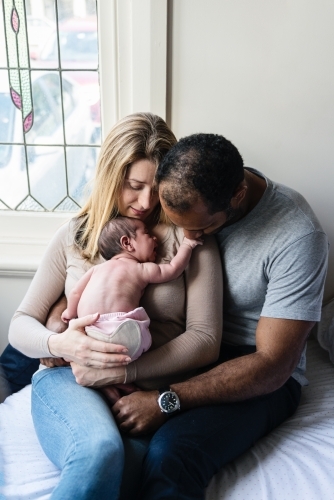 Newborn baby and family - Australian Stock Image