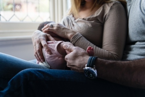 Newborn cuddles - Australian Stock Image