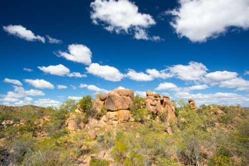 O'Brien's Creek and surrounding gem fossicking landscape near Mount Surprise in Queensland - Australian Stock Image