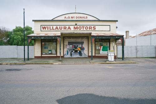old garage with original facade in regional Victoria - Australian Stock Image