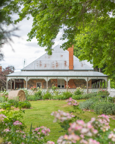 Old historic cottage and country garden - Australian Stock Image