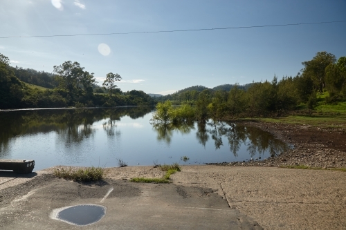 Old road and bridge across river - Australian Stock Image