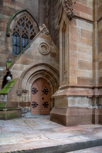 Old sandstone church with door - Australian Stock Image