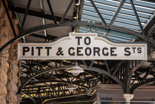 Old sign at railway station to George and Pitt streets - Australian Stock Image