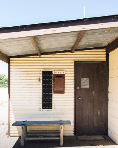 Old weatherboard post office building with mailbox - Australian Stock Image