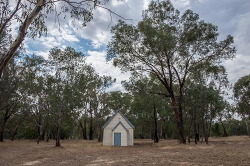 Old Wooden Church in Bush Setting - Australian Stock Image