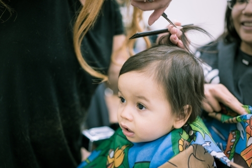 Image Of One Year Old Mixed Race Baby Boy Has His First Haircut