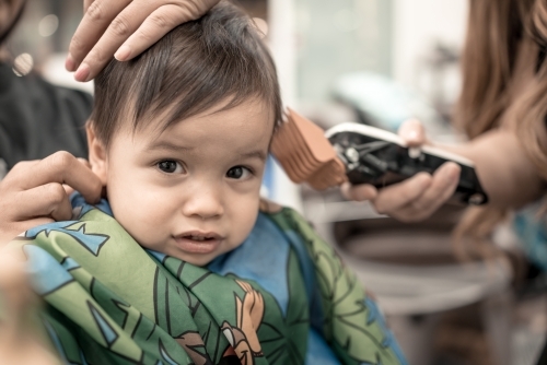 Image Of One Year Old Mixed Race Baby Boy Has His First Haircut