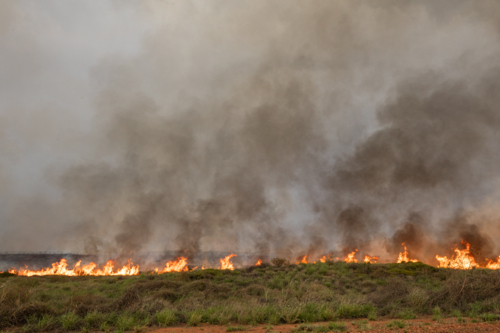 Onslow bush fire and smoke, started by lightening strike - Australian Stock Image