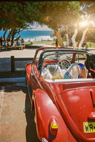 Open topped car looking towards the beach - Australian Stock Image