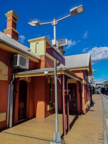 Original railway station building at Hornsby NSW, just after COVID19  'iso' - Australian Stock Image