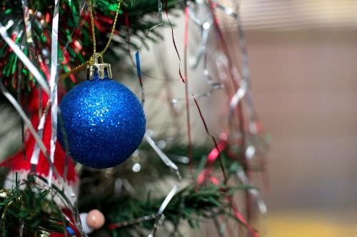 Ornaments hanging on a christmas tree - Australian Stock Image