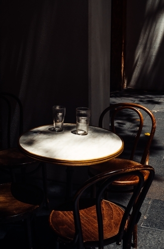 Outdoor Table with Beer Glasses - Australian Stock Image
