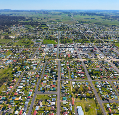 Overhead view of Glen Innes, New South Wales - Australian Stock Image