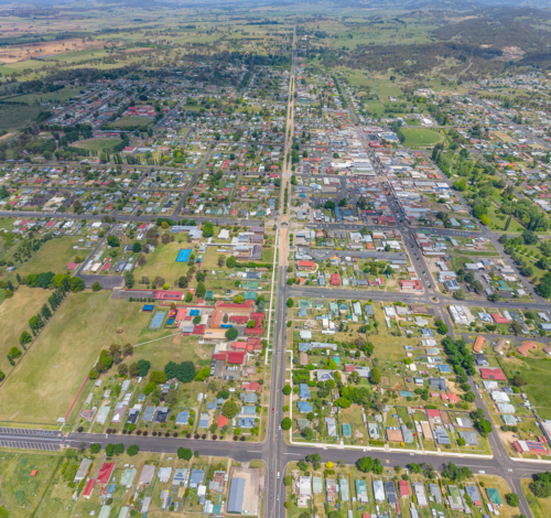 Overhead view of Glen Innes, New South Wales - Australian Stock Image
