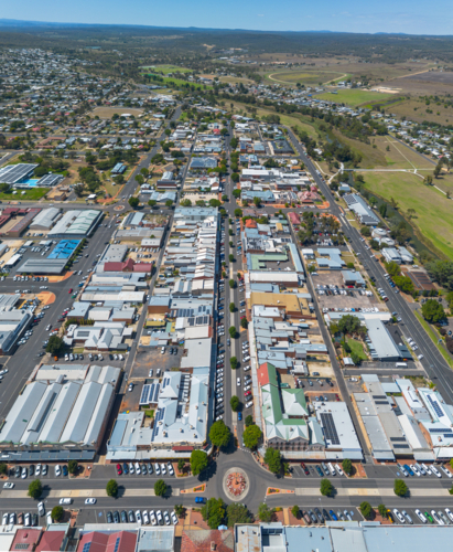 Overhead view of Tenterfield in northern New South Wales, Australia - Australian Stock Image