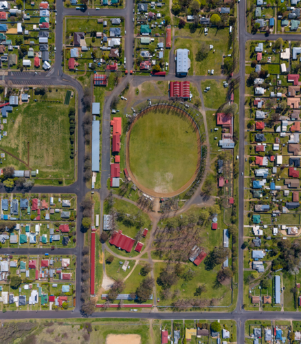 Overhead view of the Showground in Glen Innes, New South Wales - Australian Stock Image