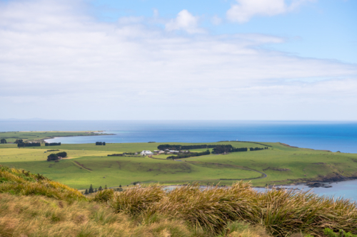 Overview of a rural valley along the coast - Australian Stock Image