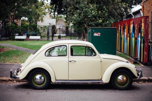 Pale Yellow Vintage Car - Australian Stock Image