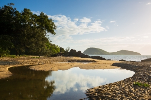 Palm Cove Beach and Double Island - Australian Stock Image