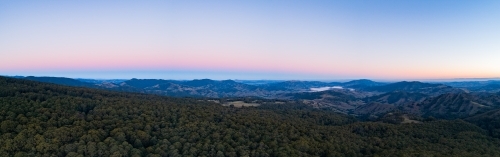 Panorama of dusk sky over hunter valley looking towards Lake St Clair - Australian Stock Image