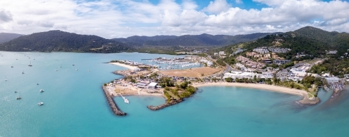 Panoramic Aerial Shot of Airlie Beach, Queensland - Australian Stock Image