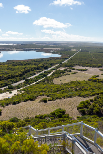 Panoramic View from Prospect Hill Lookout Platform Over Pelican Lagoon and Coastal Bushland - Australian Stock Image