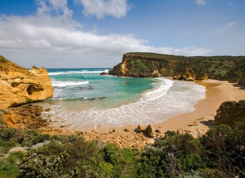 Panoramic view of a horseshoe shaped bay - Australian Stock Image